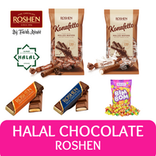 Load image into Gallery viewer, HALAL Roshen Konafetto Nero Cocoa Bianco Milky Chocolate Glazed Crispy Rolled Wafer With Soft Creamy Filling
