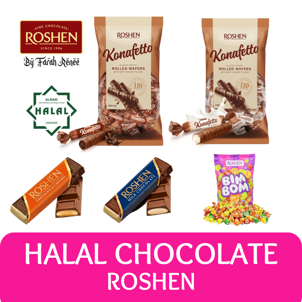 HALAL Roshen Konafetto Nero Cocoa Bianco Milky Chocolate Glazed Crispy Rolled Wafer With Soft Creamy Filling