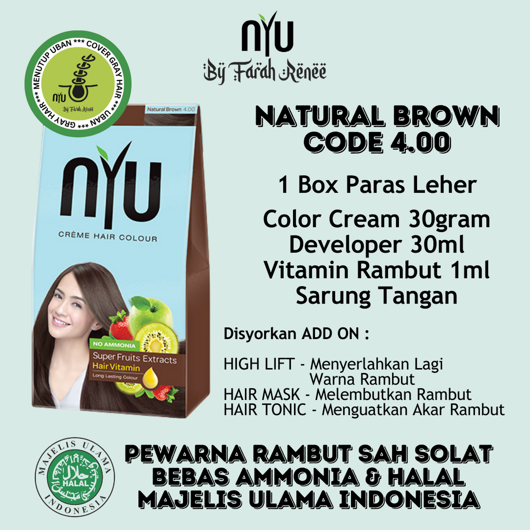 NYU Hair Color Halal Pewarna Rambut Sah Solat Tutup Uban Bebas Ammonia Dari Indonesia