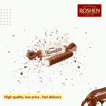 Load image into Gallery viewer, HALAL Roshen Konafetto Nero Cocoa Bianco Milky Chocolate Glazed Crispy Rolled Wafer With Soft Creamy Filling
